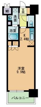 RJRプレシア南福岡(1K/3階)の間取り写真