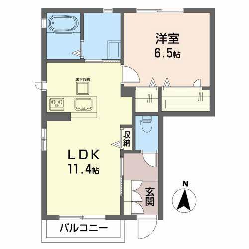 ハピアII(1LDK/1階)の間取り写真
