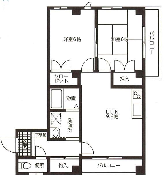 サンビームα(2LDK/2階)の間取り写真
