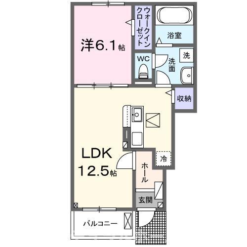 エーエスコート グレイス(1LDK/1階)の間取り写真