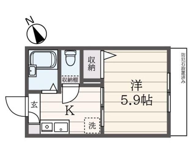 フレグランス壱番館(1K/2階)の間取り写真