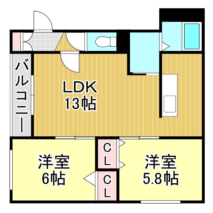 COLLINS YAYOI (2LDK/4階)の間取り写真