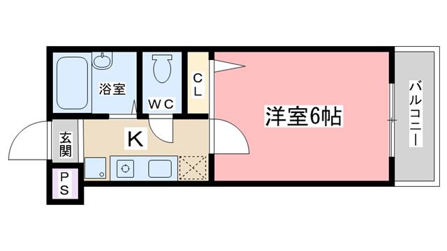 パステル椥辻(1K/2階)の間取り写真