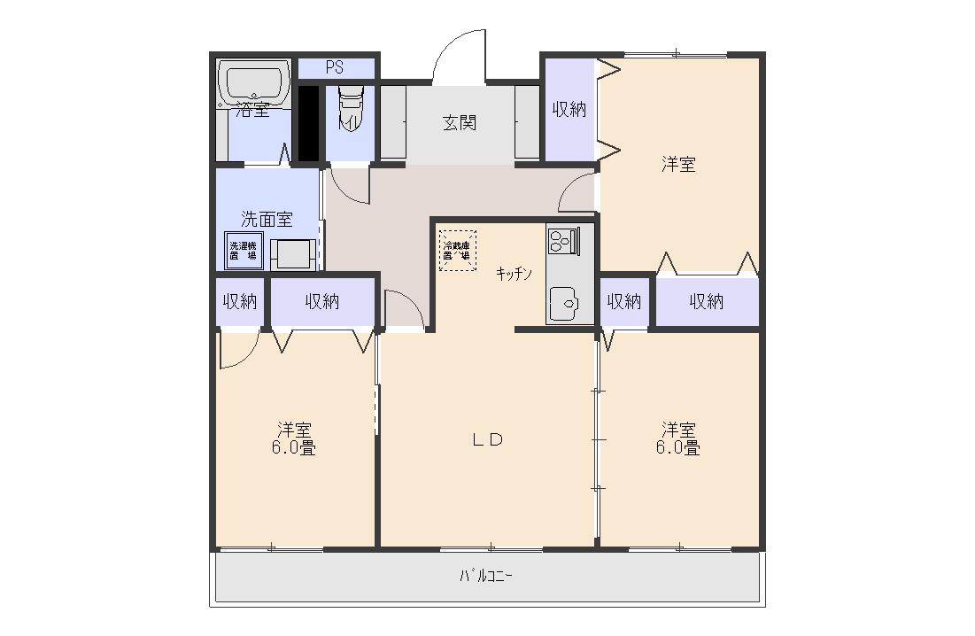 ルーセント大下条(3LDK/2階)の間取り写真