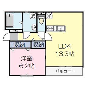 リベラルコート(1LDK/2階)の間取り写真