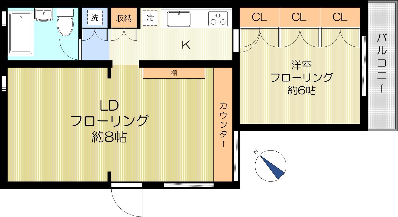 東京メトロ東西線 早稲田駅(メトロ) 徒歩6分 3階建 築41年(1LDK/3階)の間取り写真