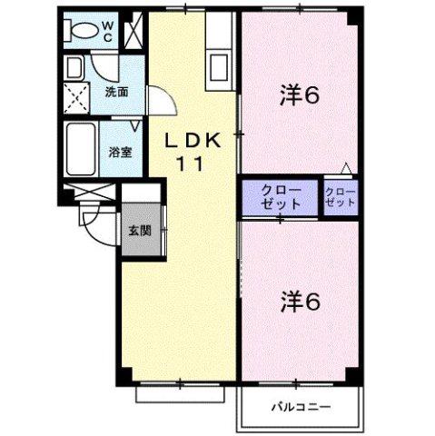 パロス壱番館(2LDK/2階)の間取り写真