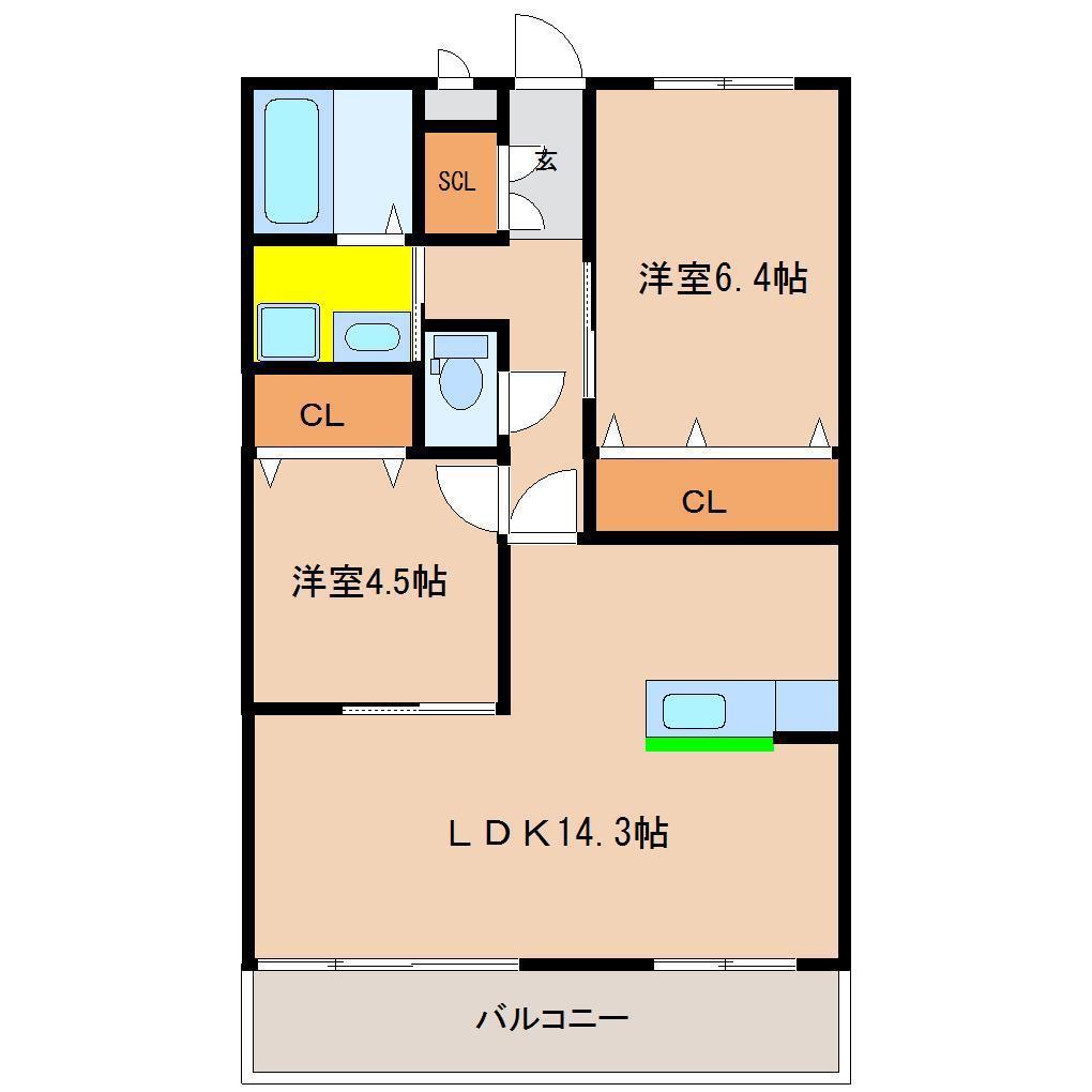 ALTE MEISTER IO(2LDK/4階)の間取り写真