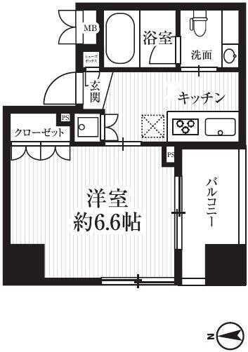 HF千駄木レジデンス(1K/5階)の間取り写真