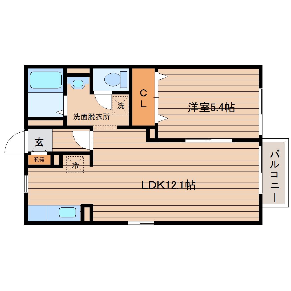 ヴェルドミール川平(1LDK/1階)の間取り写真