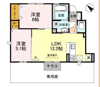 リバーハイム谷八木II(2LDK/1階)の間取り写真