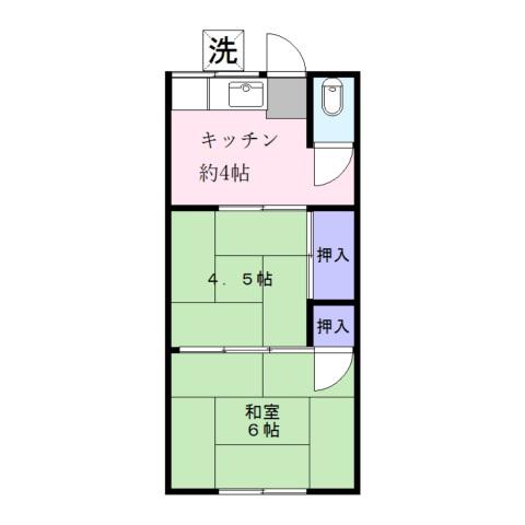 村上荘(2K/1階)の間取り写真