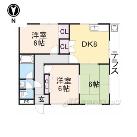 甲第ハイツ西本(3DK/1階)の間取り写真