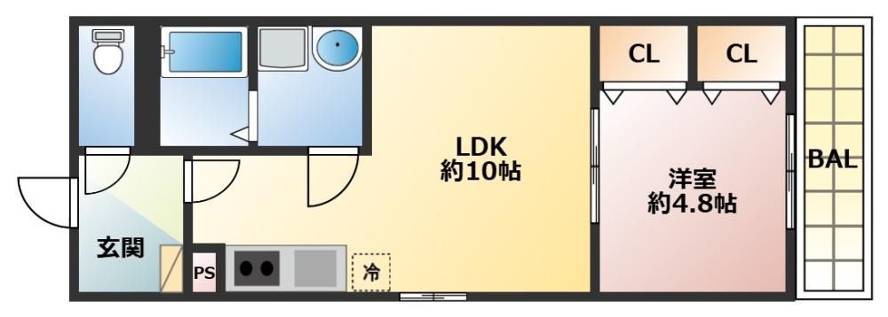 BADGETOMOIESTIV(1LDK/3階)の間取り写真