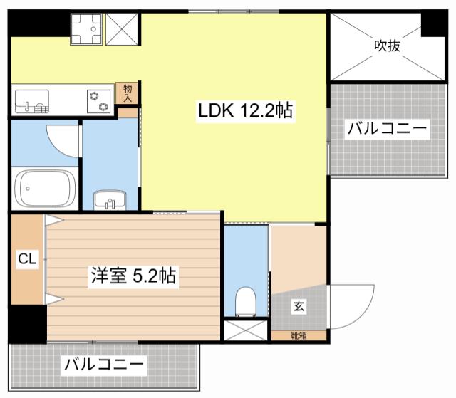 ミラージュにおの浜(1LDK/4階)の間取り写真