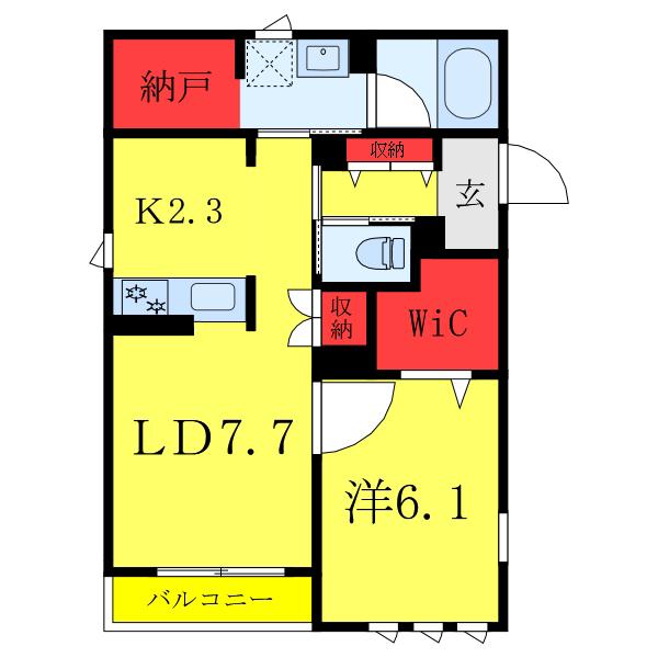 MAISON DU ARBRE(1LDK/1階)の間取り写真