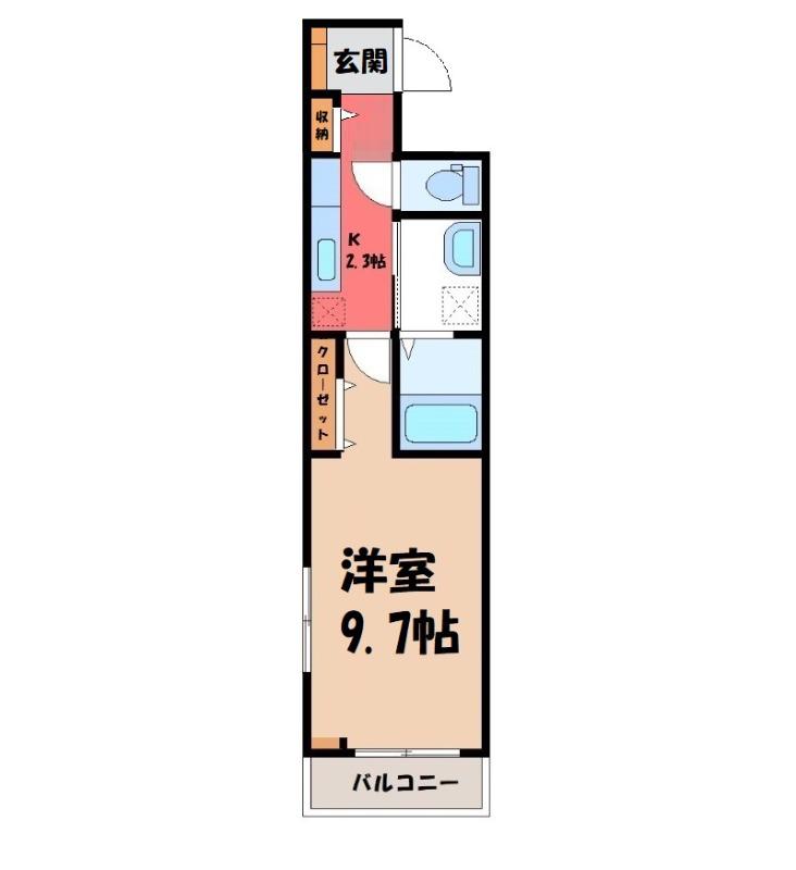 ヒカルサ深谷I(1K/1階)の間取り写真