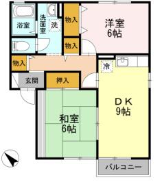 サンライズ勝間田IIB棟(2DK/2階)の間取り写真