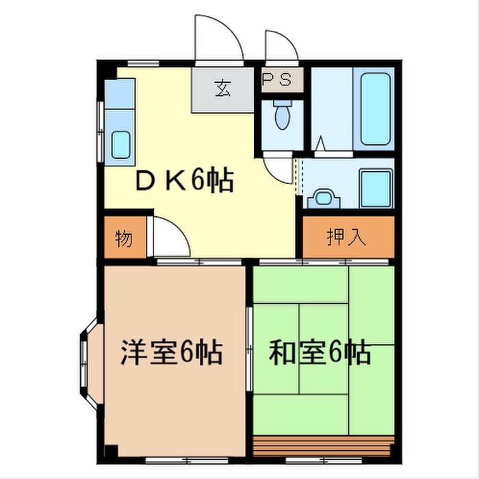 メゾン長栄II(2DK/1階)の間取り写真