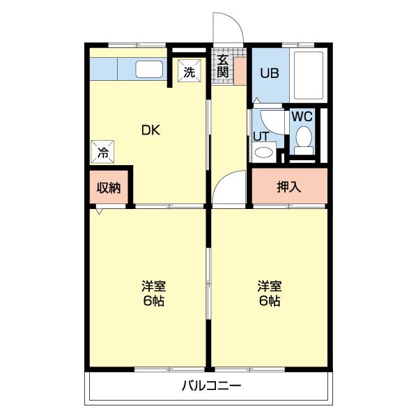 シティハイムレトアSYOSEN(2DK/1階)の間取り写真