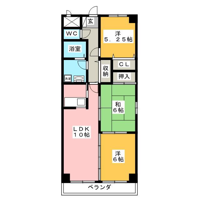 グランツ杉山 III(3LDK/4階)の間取り写真