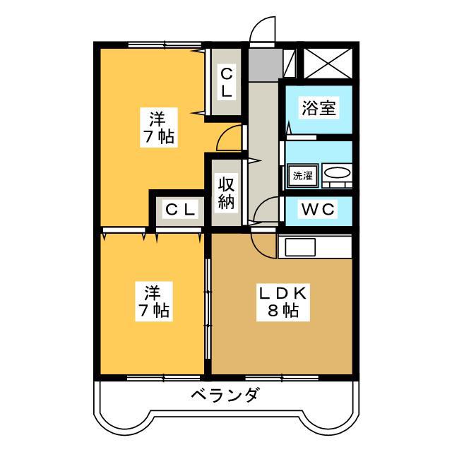 プランドール川島(2LDK/2階)の間取り写真