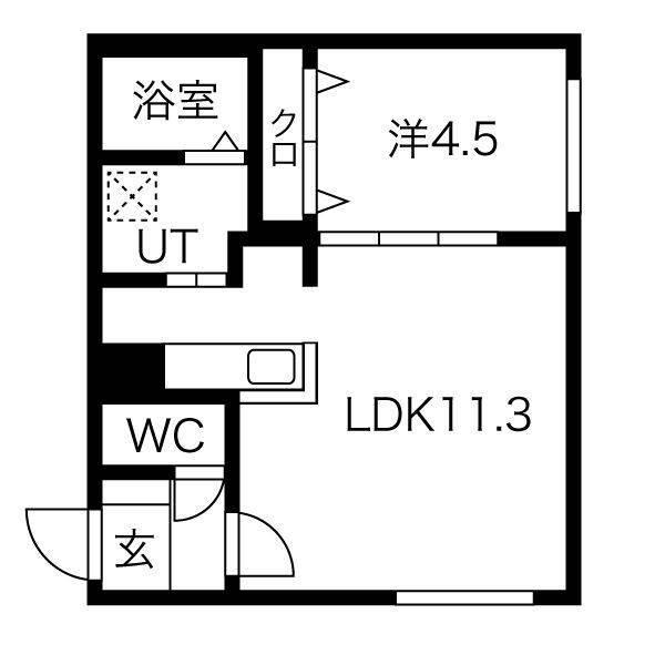 VALLEST222 (1LDK/1階)の間取り写真