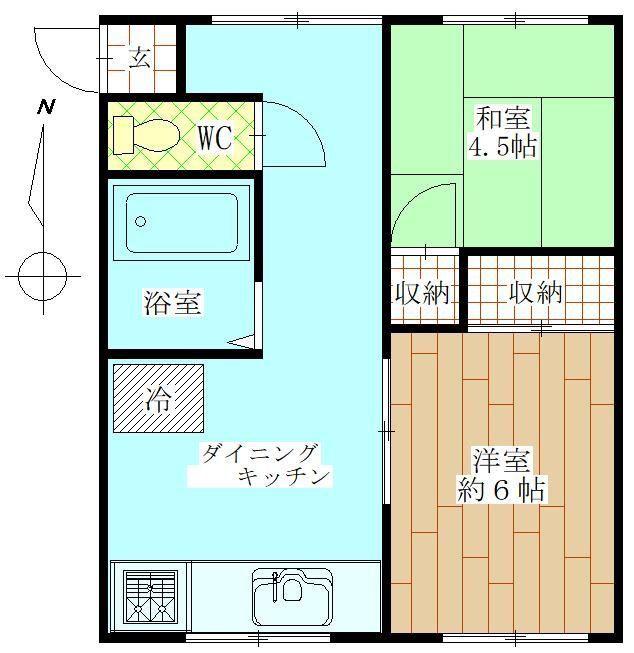 ラデヴィーナ宮代(2DK/3階)の間取り写真