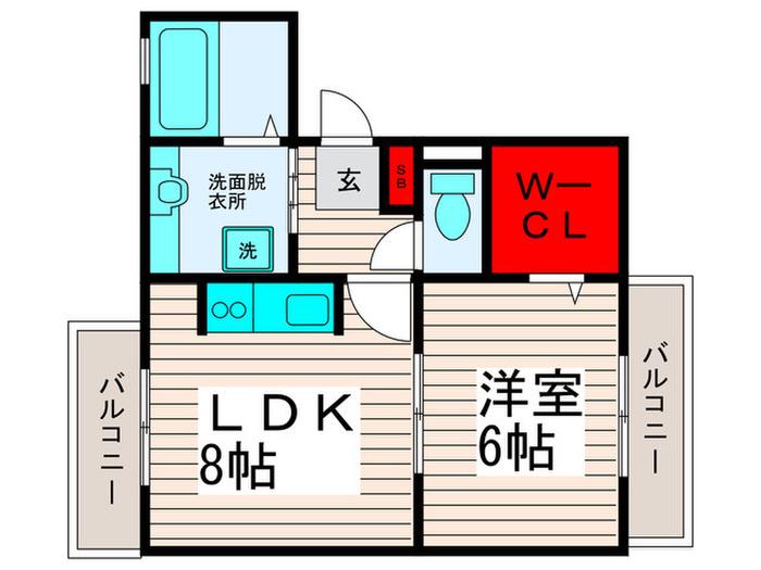 グレイスランド(1LDK/2階)の間取り写真