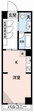 二子相原ビル(1DK/3階)の間取り写真