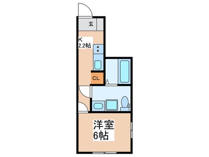 クレストコート東林間(ワンルーム/2階)の間取り写真