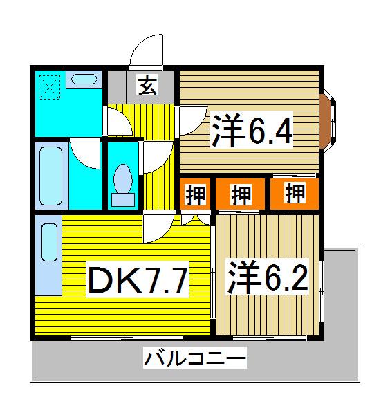 SUN&SUN(2DK/1階)の間取り写真