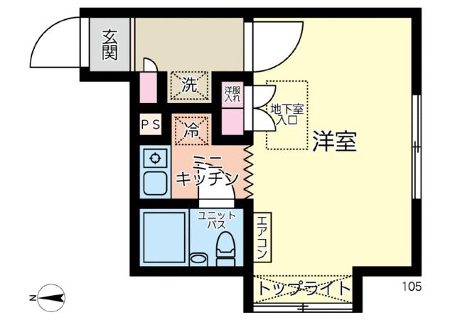 パティオフラットヨコハマ(1K/1階)の間取り写真