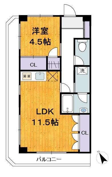 K・MAHALO(1LDK/3階)の間取り写真