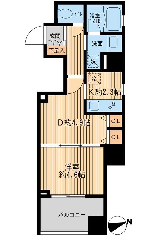 クリオ戸越銀座壱番館(1DK/12階)の間取り写真