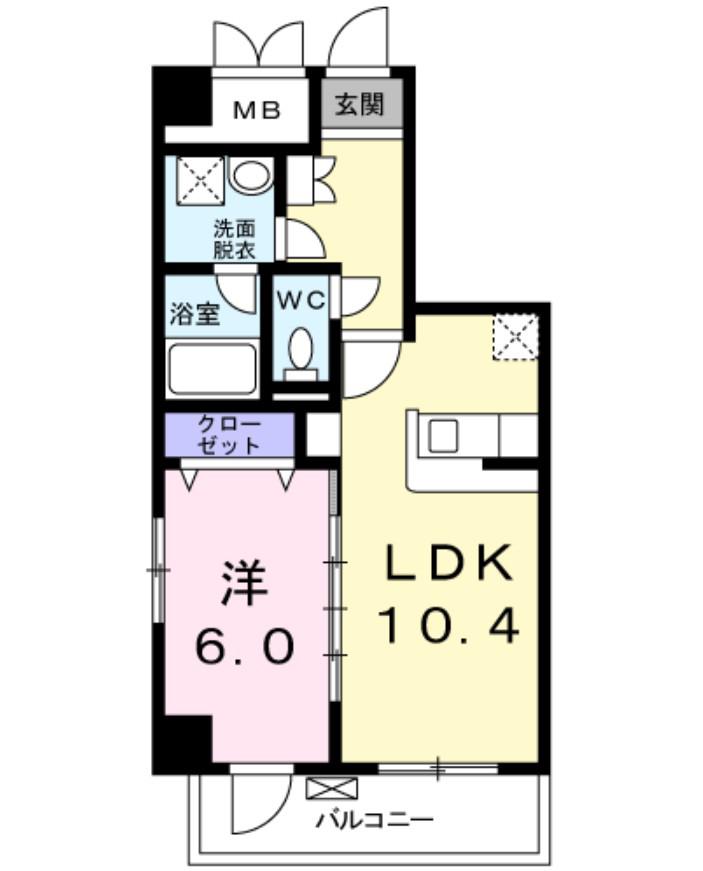 メイク ゼファー(1LDK/4階)の間取り写真