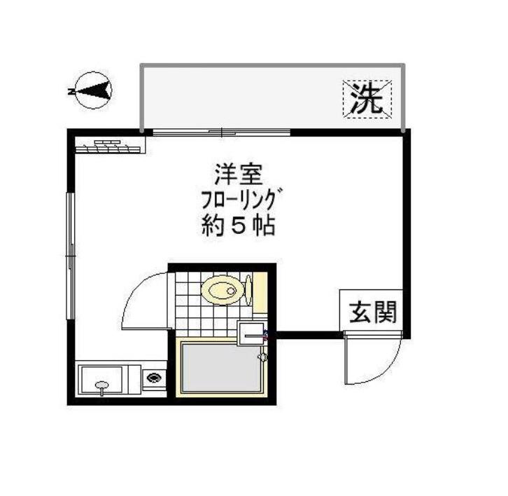 コーポヨコヤマ(ワンルーム/2階)の間取り写真