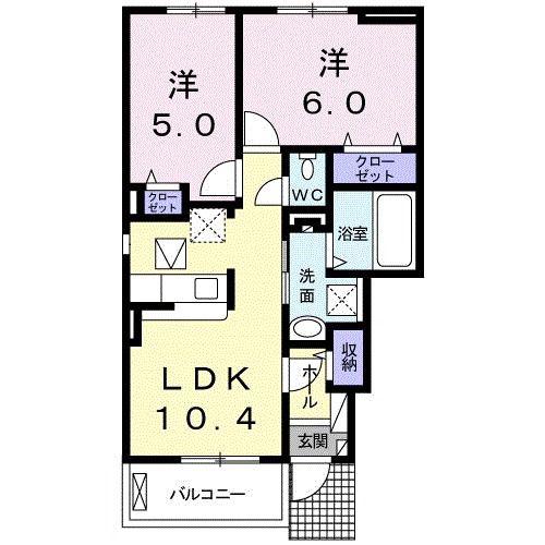 クレメント(2LDK/1階)の間取り写真