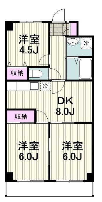 ふじみつるビル(3DK/5階)の間取り写真