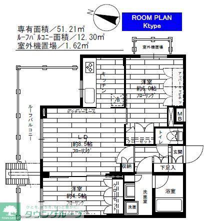 ステージグランデ世田谷上野毛アジールコート(2LDK/4階)の間取り写真