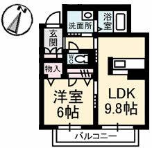 コルテーゼ(1LDK/2階)の間取り写真