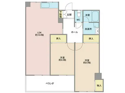 第5大成ビル(2LDK/6階)の間取り写真