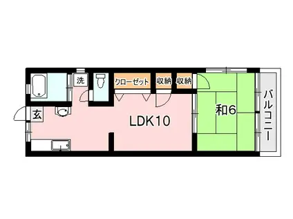 上荒田福永ビル(1LDK/4階)の間取り写真