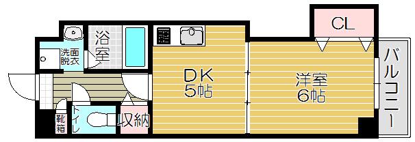 フォレスト千林(1DK/2階)の間取り写真