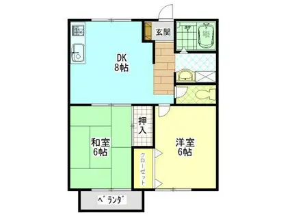 ローズコートM(2DK/2階)の間取り写真