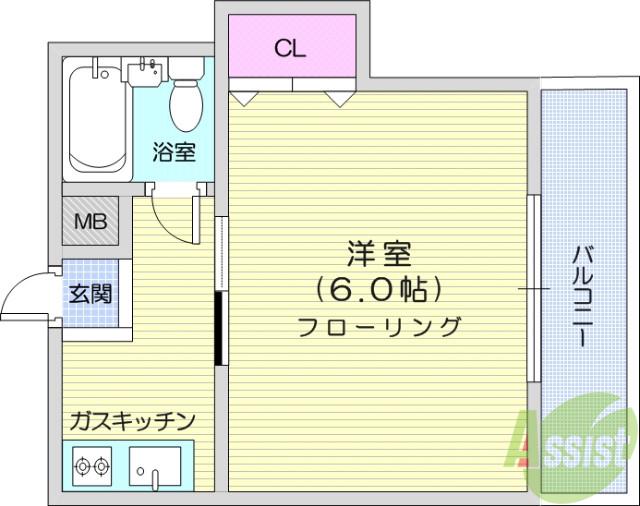 コーポ石山(1K/1階)の間取り写真