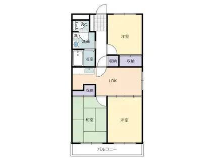 山の手マンションII(3LDK/4階)の間取り写真