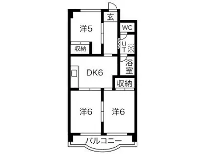 新栄ハイツ(3DK/4階)の間取り写真
