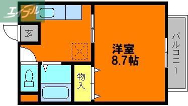 メゾン稲田(1K/3階)の間取り写真