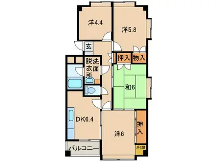 メゾンリビエール(4DK/3階)の間取り写真